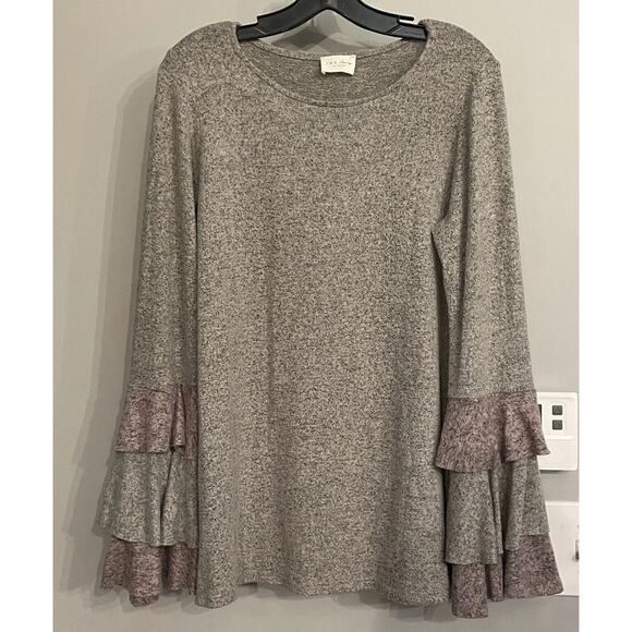 143 Story by Line Up Top‎ Ruffle Sleeve Pullover Womens M Soft Cozy - Picture 1 of 11